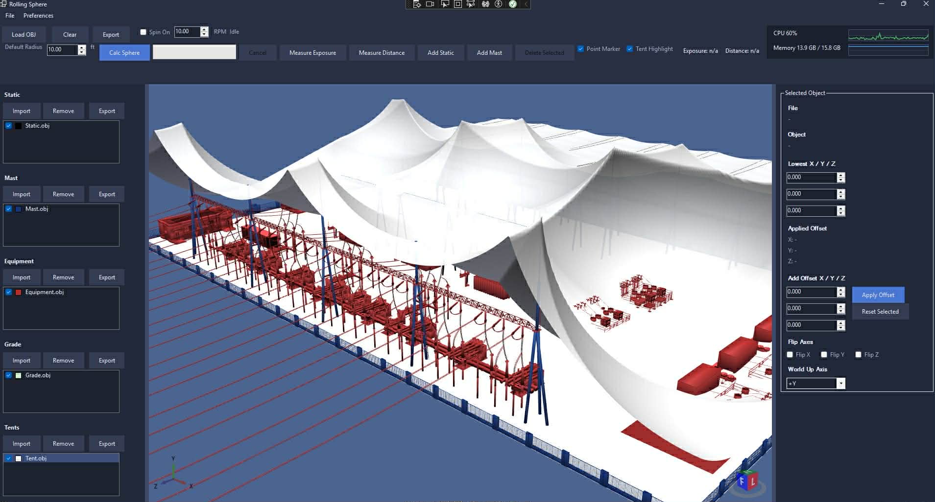 Rolling Sphere Engine view of a substation analysis model